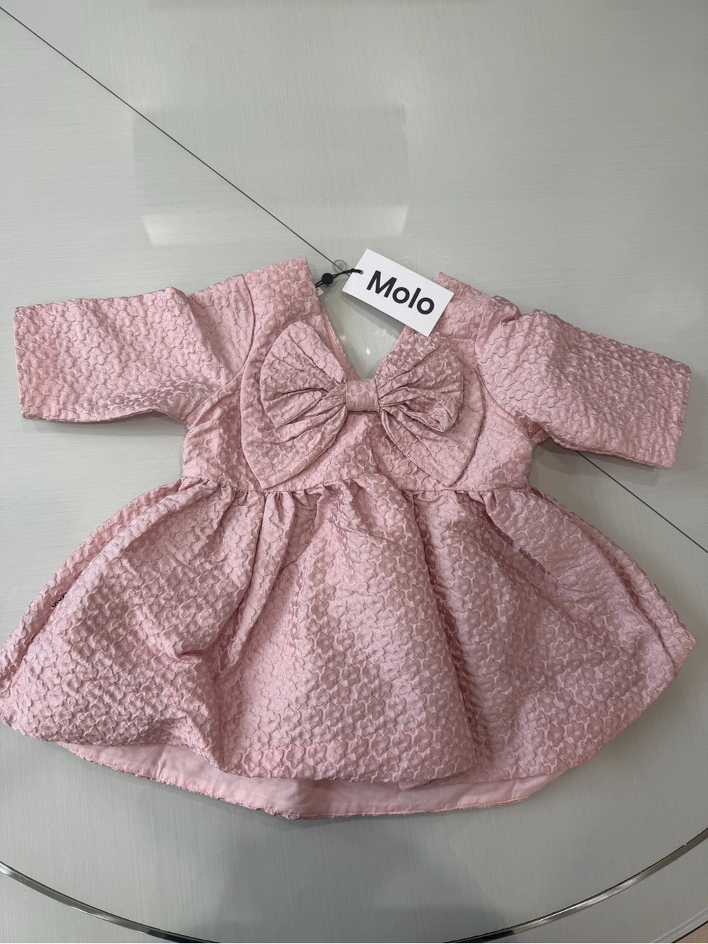 Molo Girls Pink Textured Bow Back Party Dress NWT